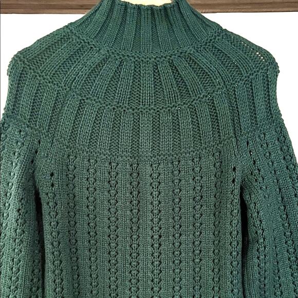 Talbots Dark Green Cable Knit Full Zip Cardigan Sz S - Picture 8 of 8